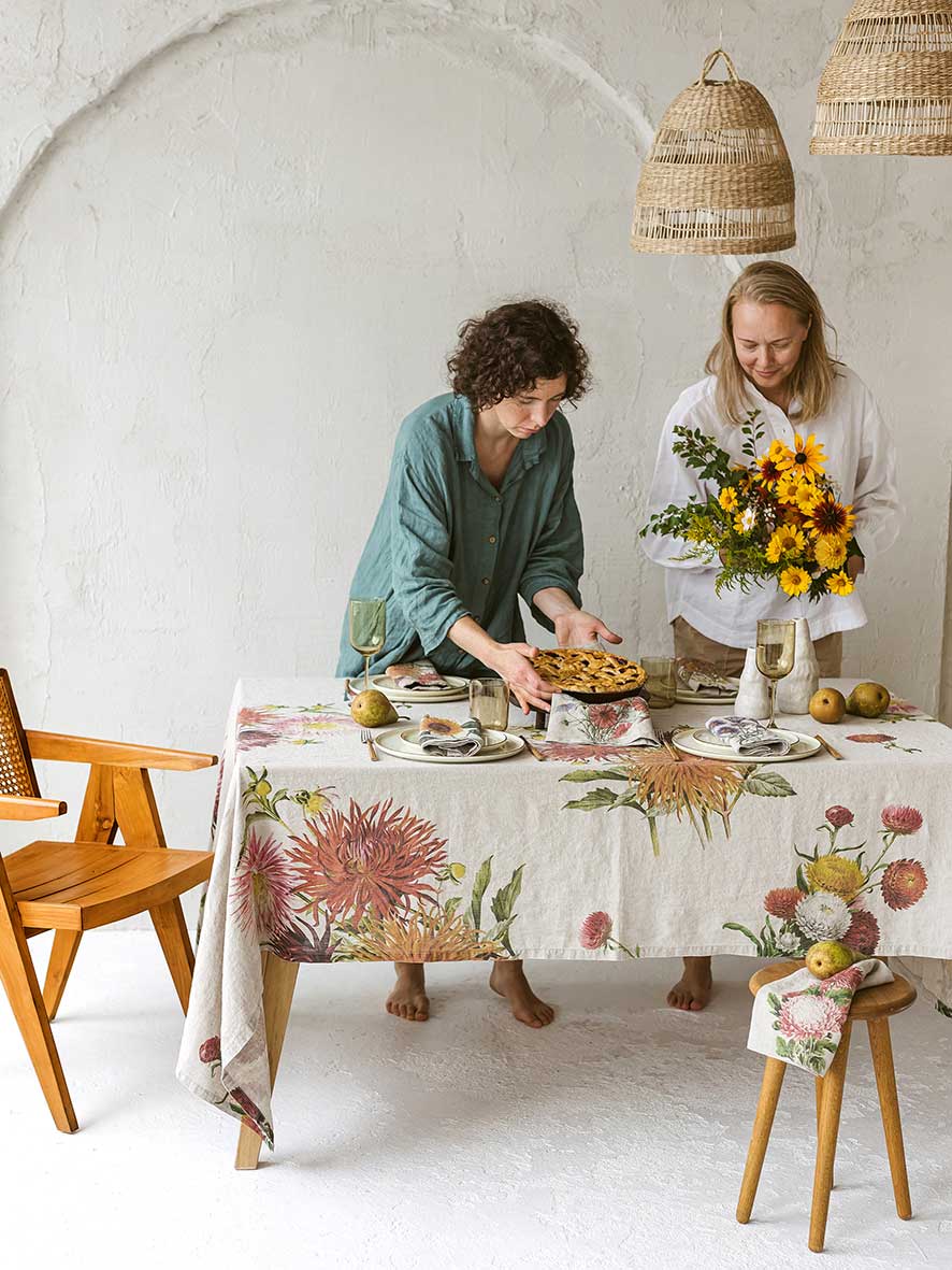 Country Flowers Linen Tablecloth | 170x330cm - Suzie Anderson Home