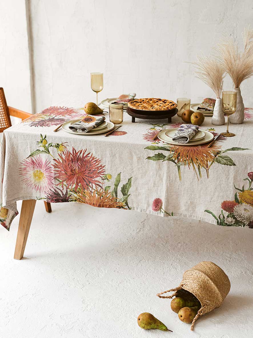 Country Flowers Linen Tablecloth | 170x330cm - Suzie Anderson Home