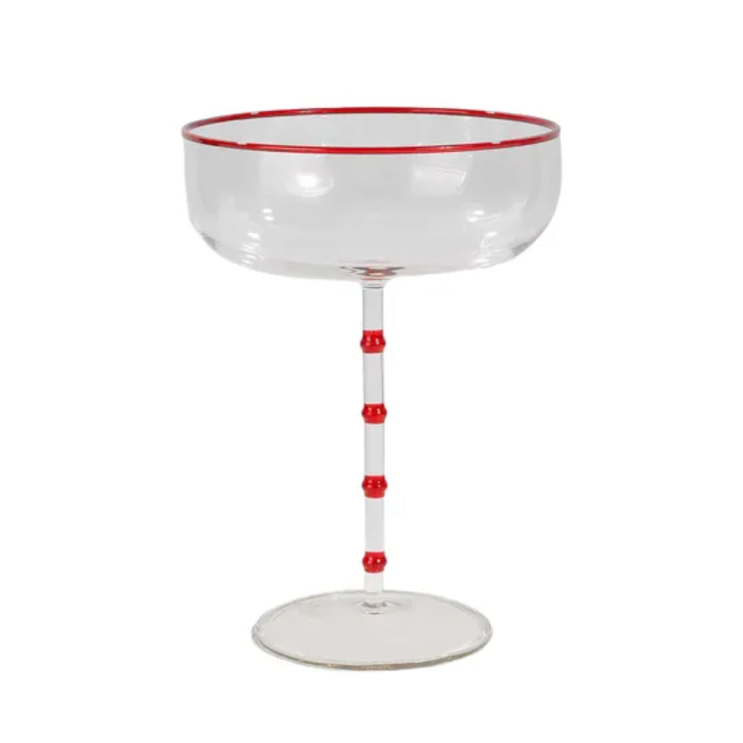 Hudson Coupe Glass | Clear/Red