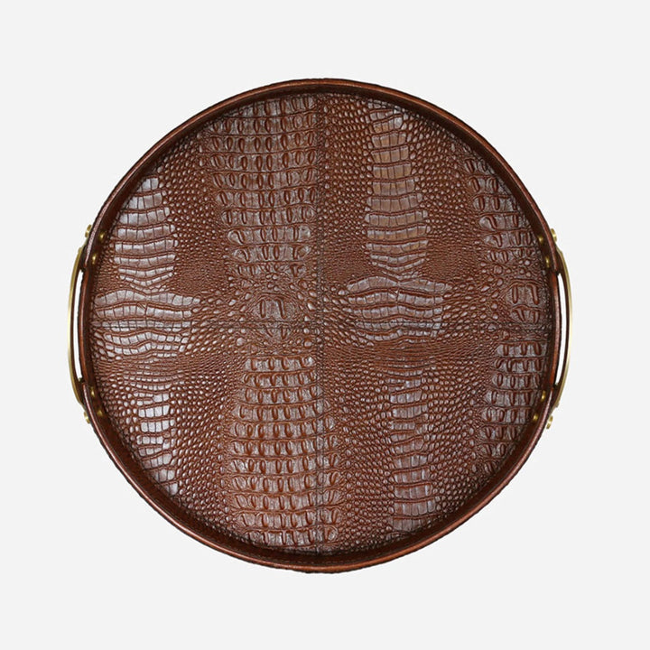 Croc Leather Tray with Brass Handle