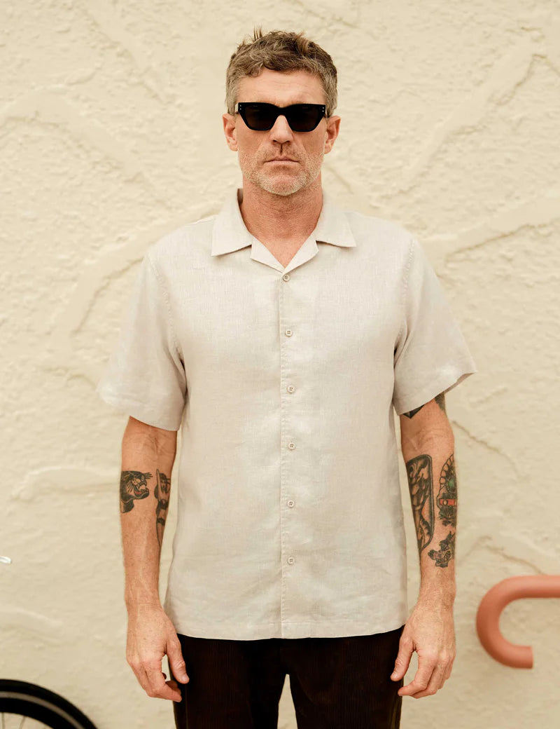 Simple | Cuban Linen Short Sleeve Shirt | Natural
