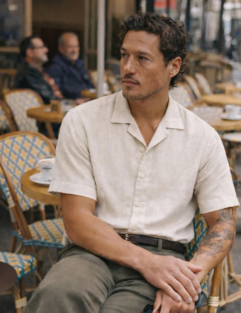 Simple | Cuban Linen Short Sleeve Shirt | Natural