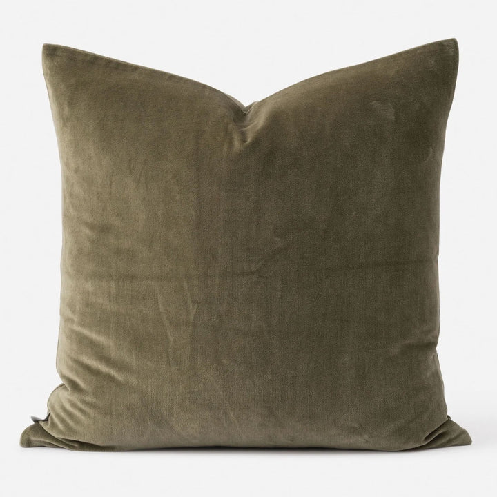 Cotton Velvet Classic Cushion | Sage | 55x55cm (Insert Sold Separately)