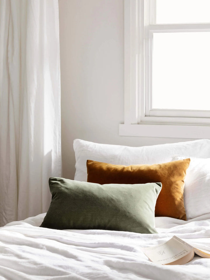 Etro Mini Velvet & Linen Cushion & Insert | Eucalypt | 30x50cm