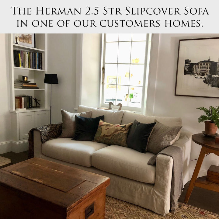 Herman 2.5 Str Slipcover Sofa | Luxura Foam Seat | Warwick Haven Natural | 10yr* WARR | INCL PREMIUM DEL**