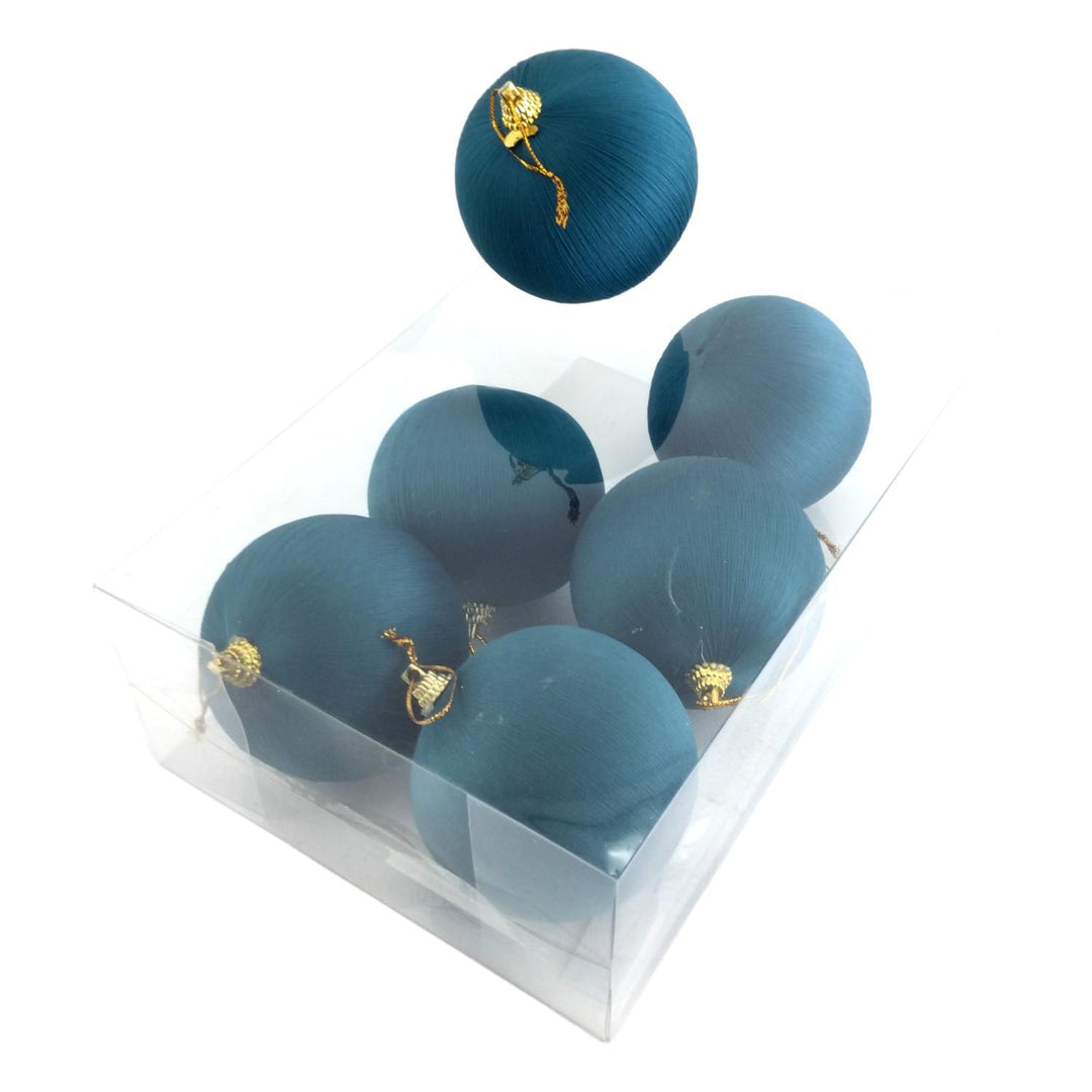 Teal Silk Ball Bauble | Hanging BOX OF 6