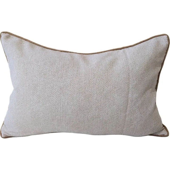 Hailey Linen Chenille Cushion Cover | Natural with Bosc Pear Piping | 40x60cm