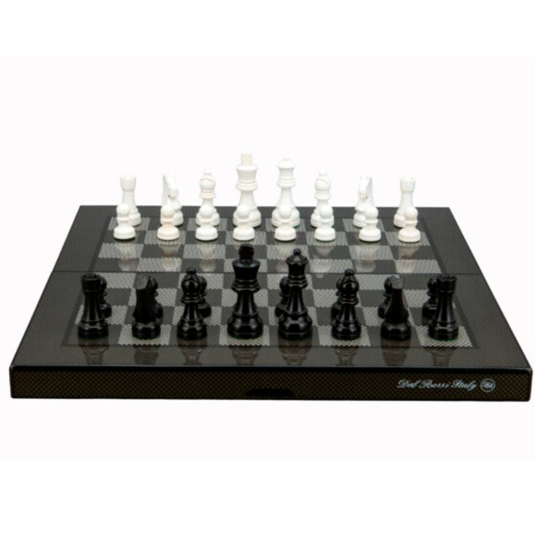 Dal Rossi Folding Chess Set 16" Carbon Fibre - Suzie Anderson Home