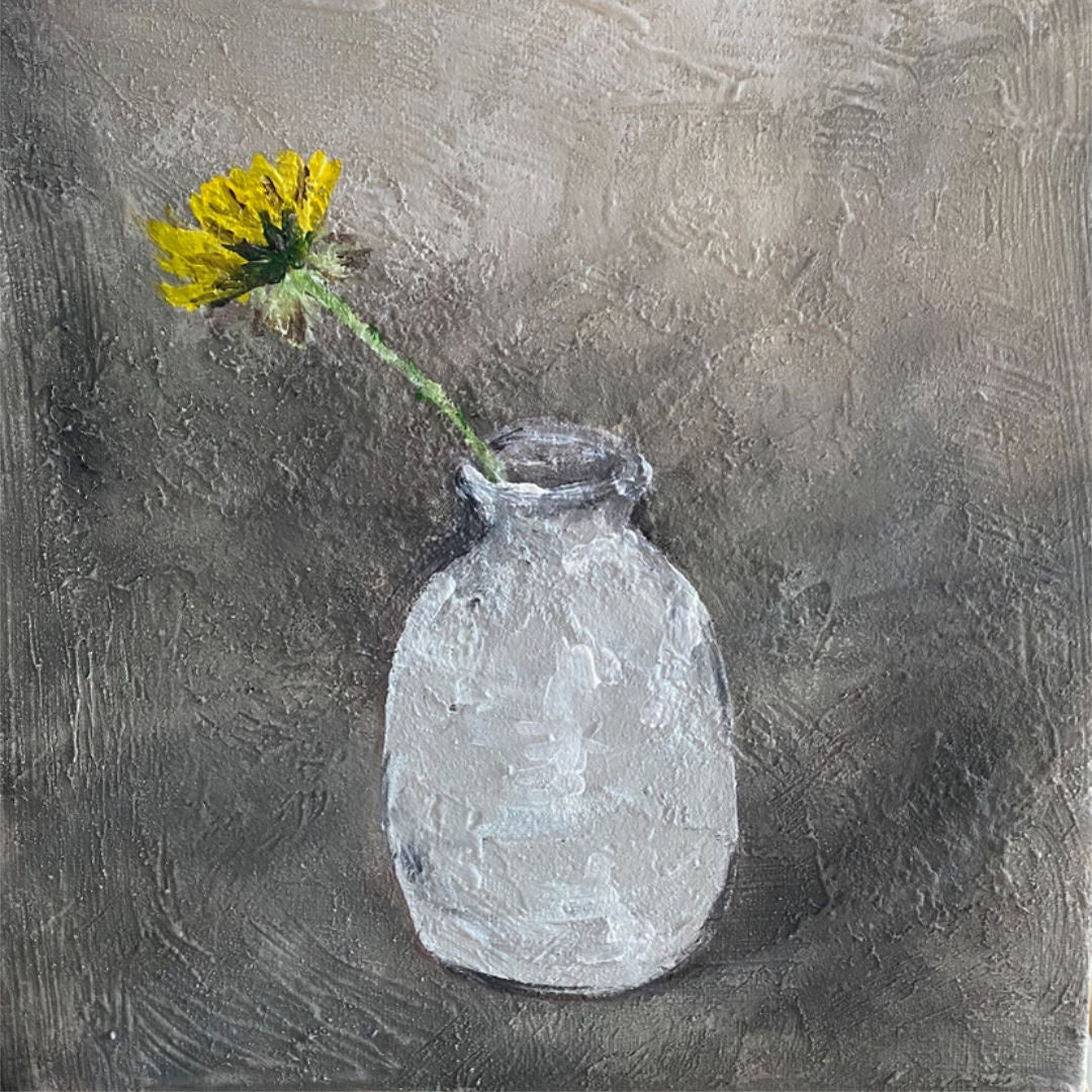 Dandelion | Mixed Paint Medium on Canvas | 25 x 25cm | Laura Hayes - Suzie Anderson Home