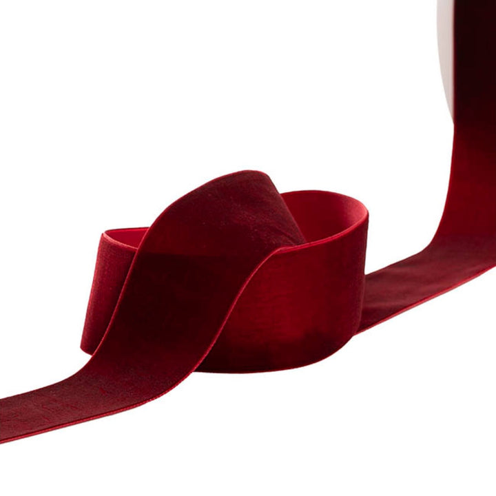 Ribbon Premium Plush Velvet Woven Edge | Dark Red (50mmx20m)