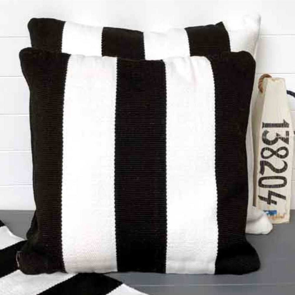 Deck Stripe | Black & White Outdoor Cushion Cover & Poly Insert | 50x50cm (BOWRAL) - Suzie Anderson Home