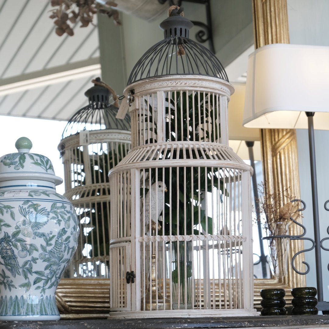 Decorative Bird Cage | White | 36x78cm (Bird Cage Only) - Suzie Anderson Home