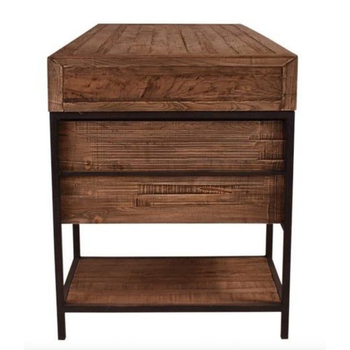 Industrial Style Twin Pedestal Desk  | Rustic Oak