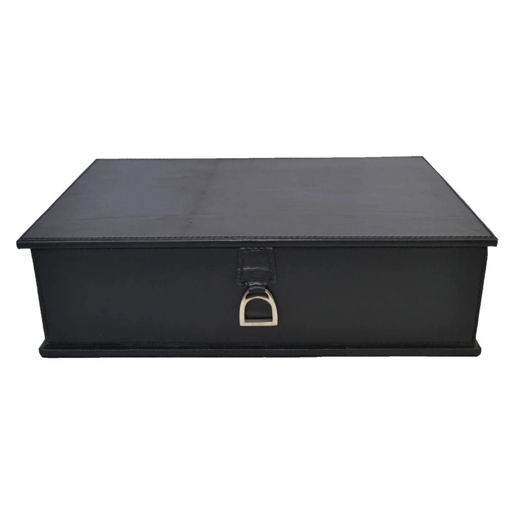 Document Box Leather with Stirrup | Black - Suzie Anderson Home