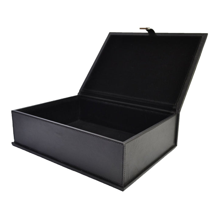 Document Box Leather with Stirrup | Black - Suzie Anderson Home