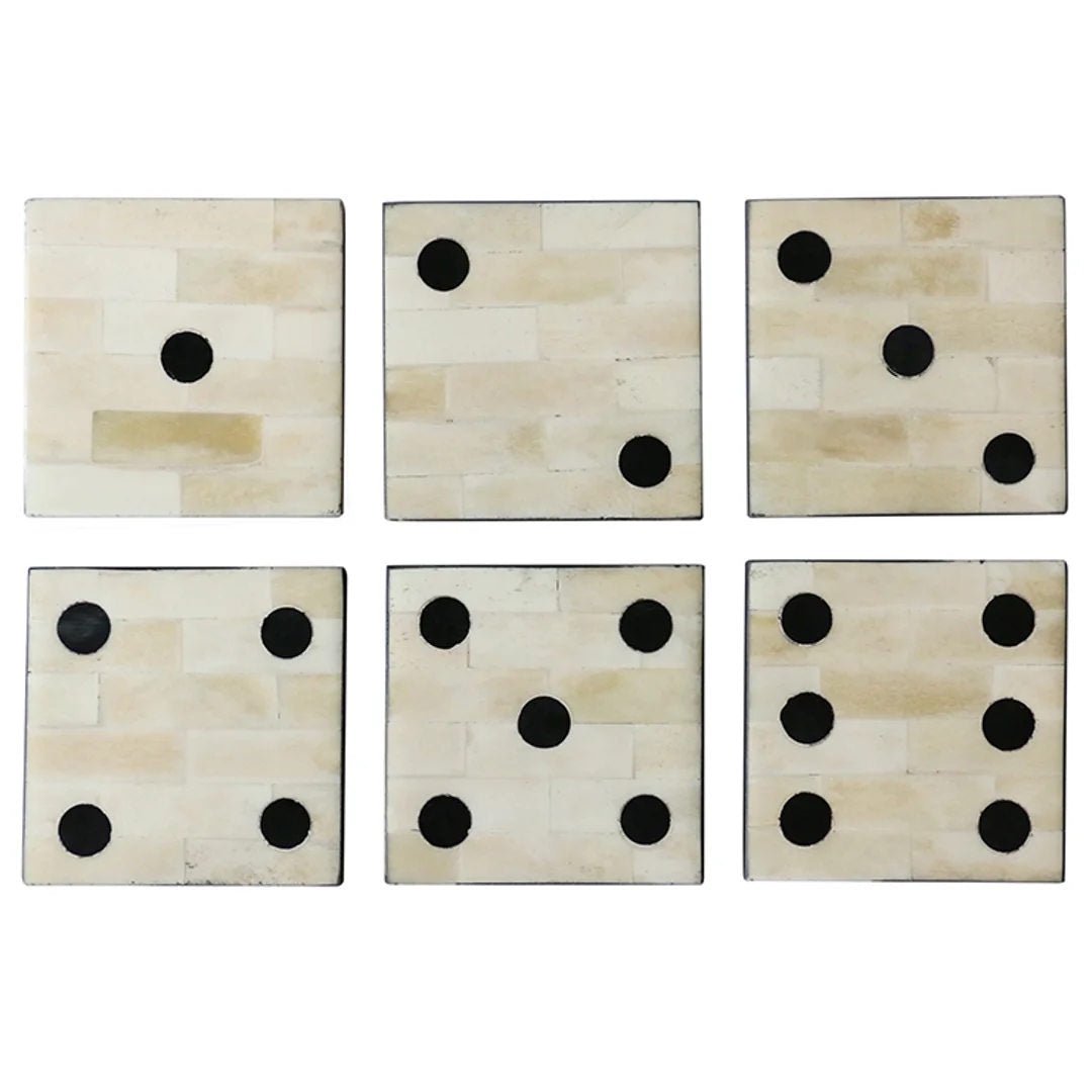 Dominoes 6pc Coaster Set | White Bone - Suzie Anderson Home