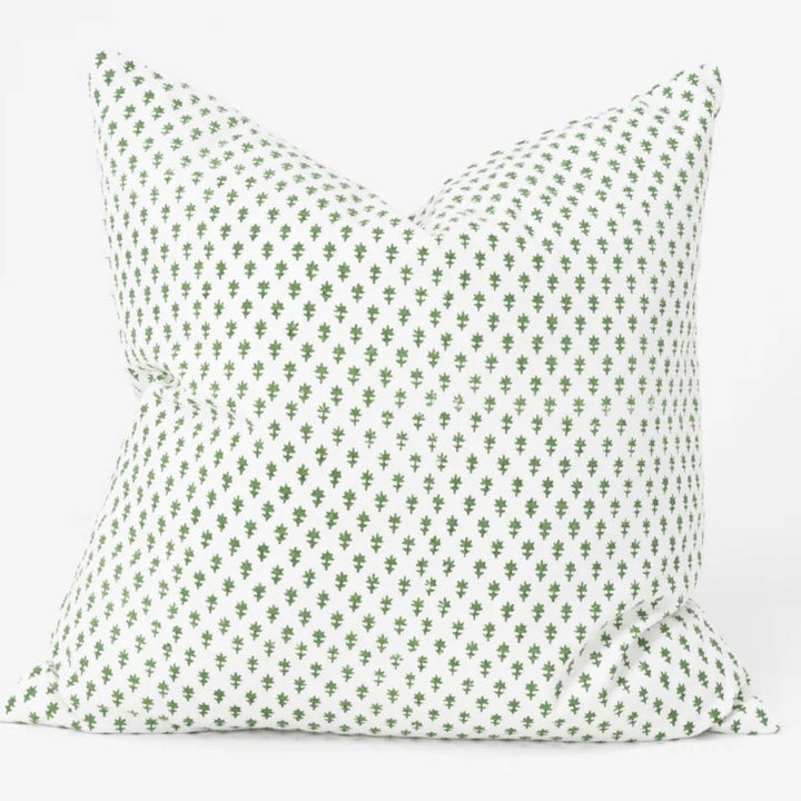 Devon Dots Green Hand Block Print Medium Cushion Cover