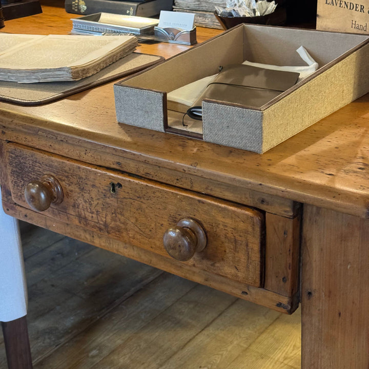 Antique Kauri Pine Mail Sorting Desk with Single Drawer | W155 x D99 x Desk Height 765mm Back Height 100cm