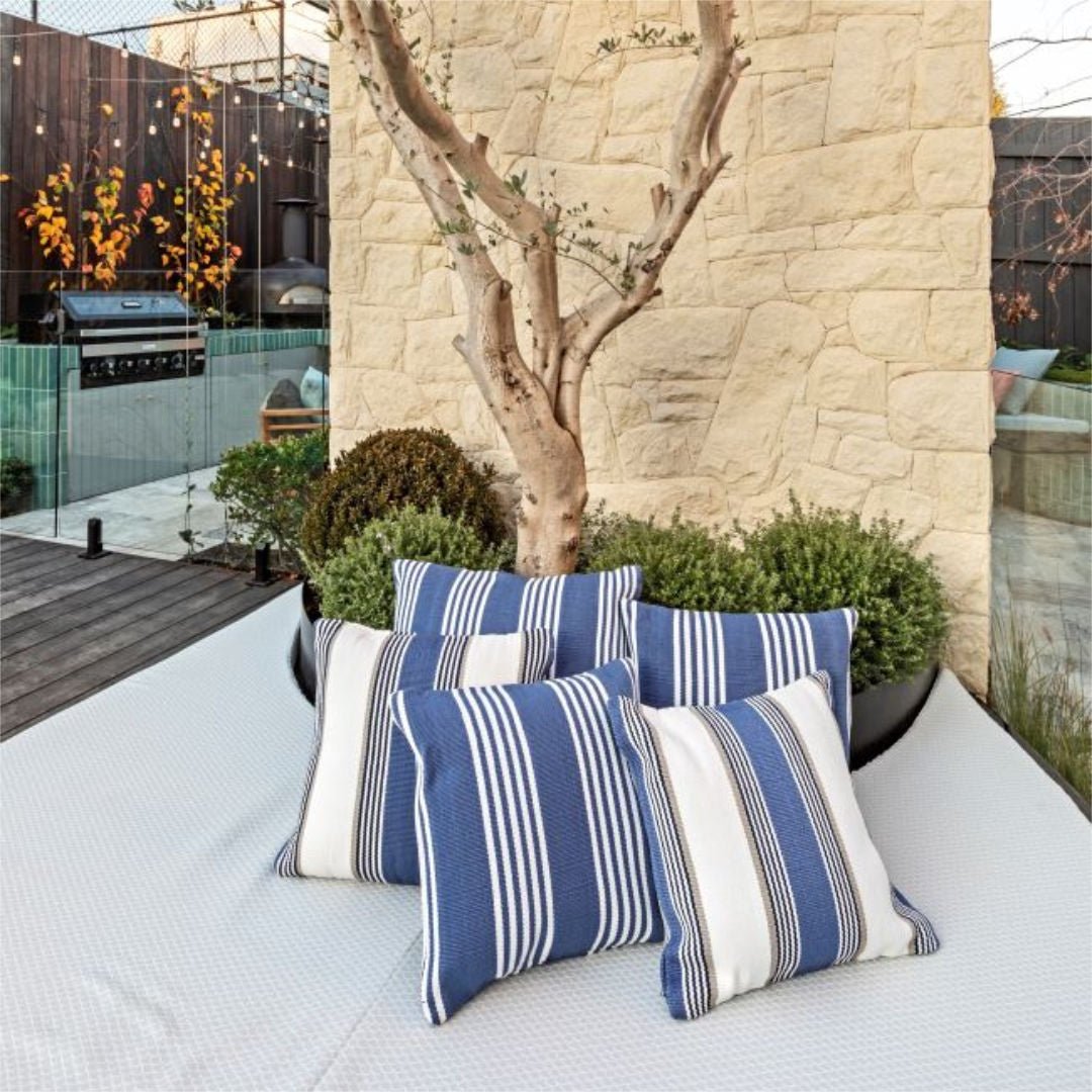 Durban Denim | Outdoor Cushion Cover &amp; Poly Insert | 60x60cm (BOWRAL) - Suzie Anderson Home