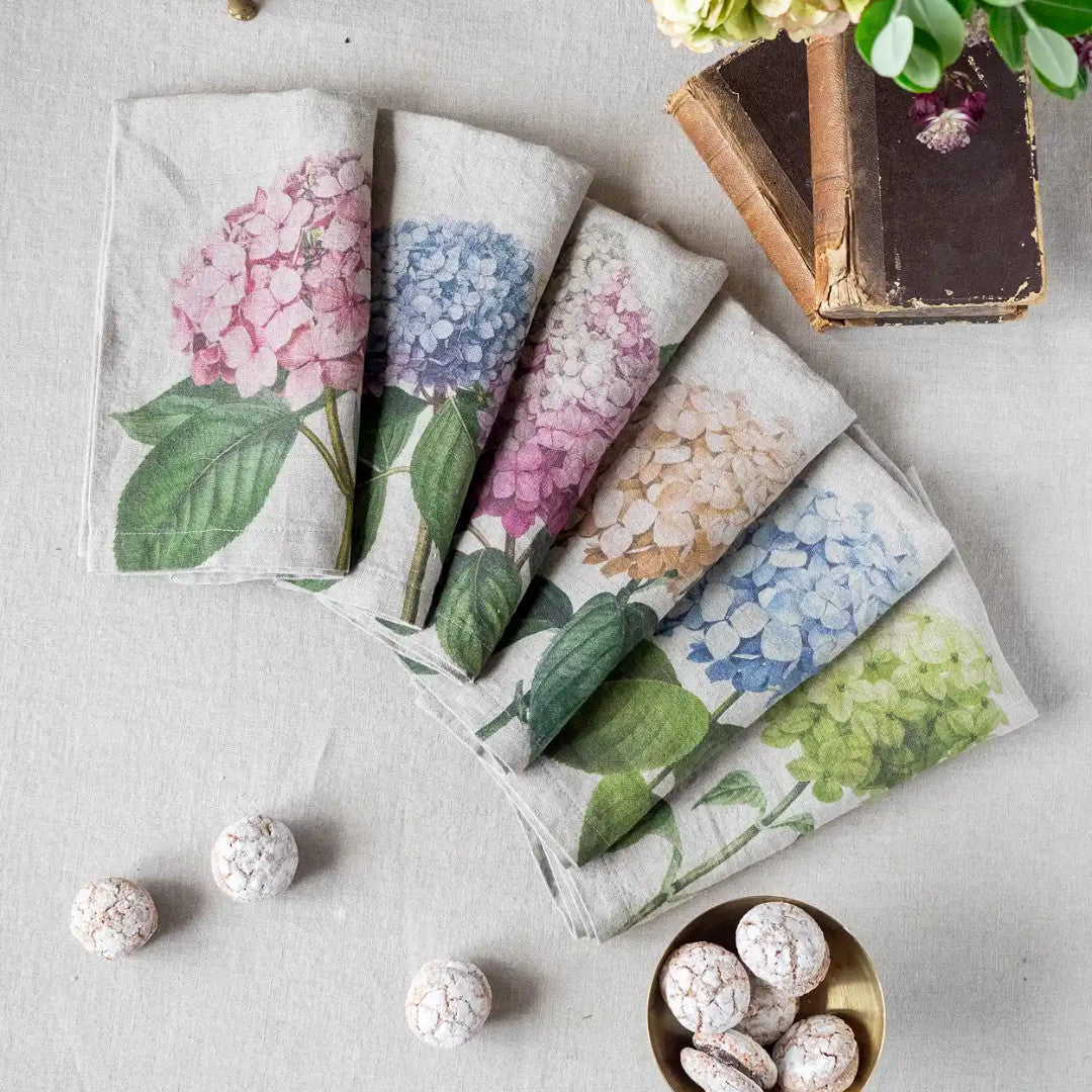 Hydrangea Linen Napkins | Set of 6 Mixed Designs