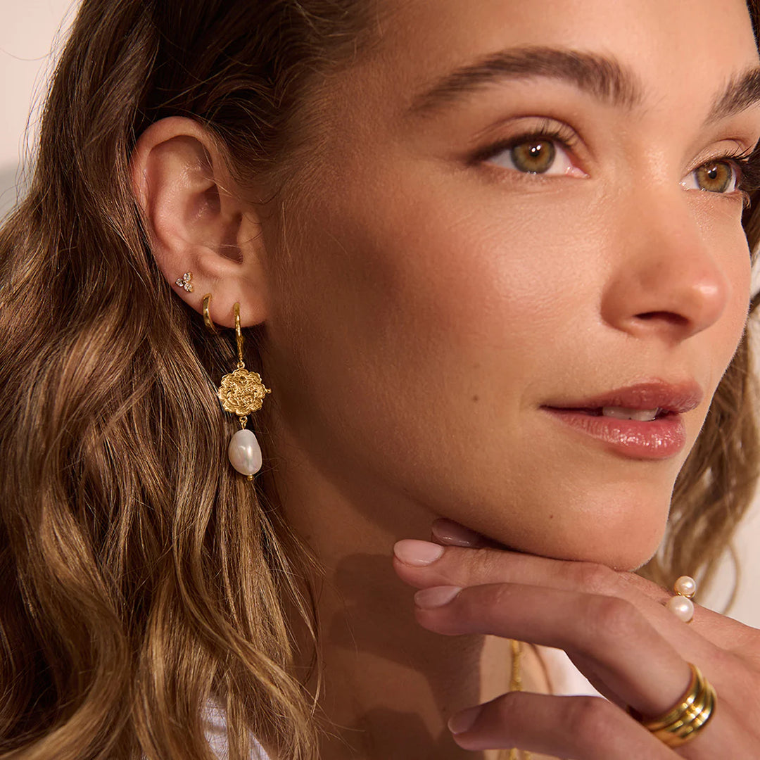 Loved Always Hoop Earrings | White Topaz 18K Yellow Gold Plate