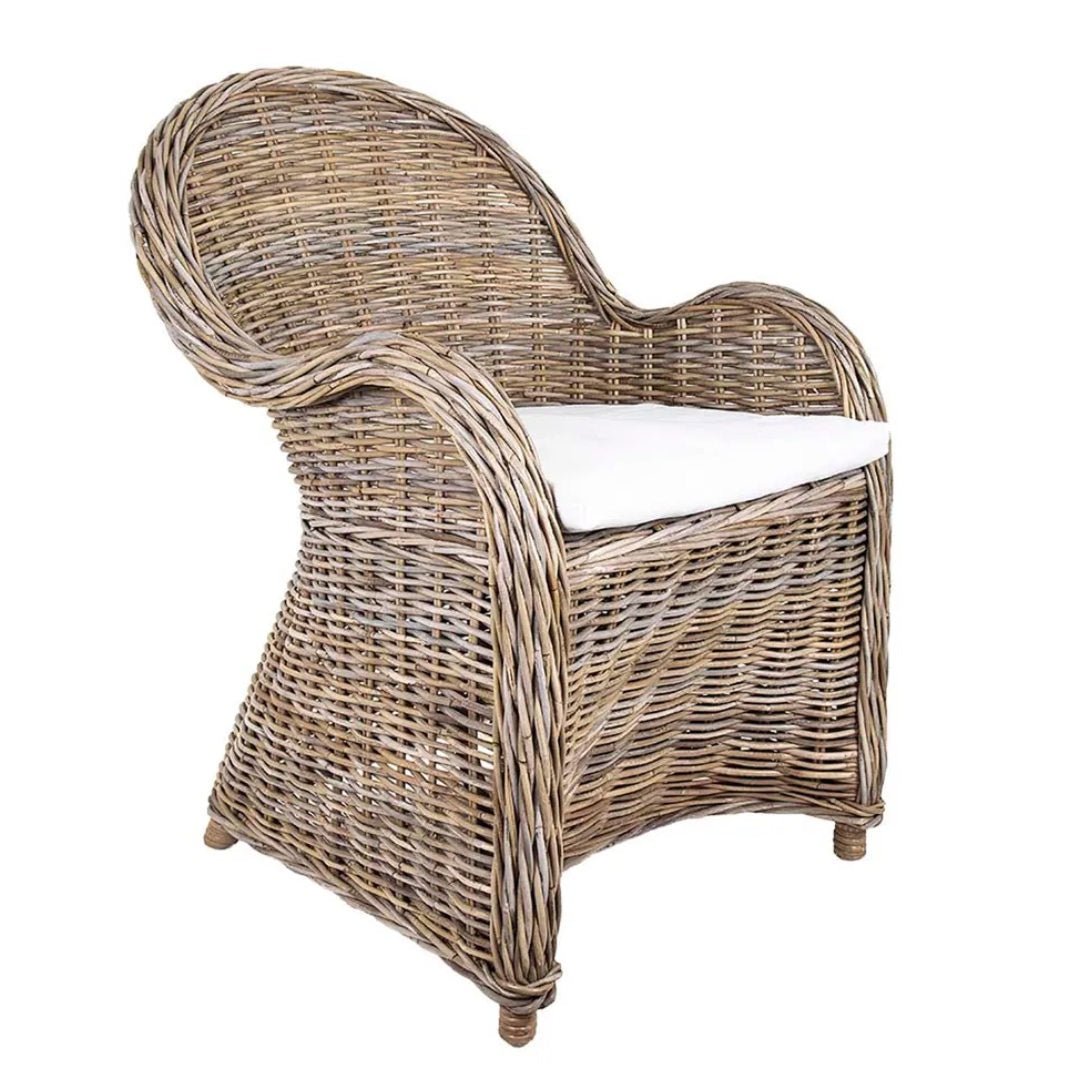 East Hampton Wicker Chair with Cushion - Suzie Anderson Home