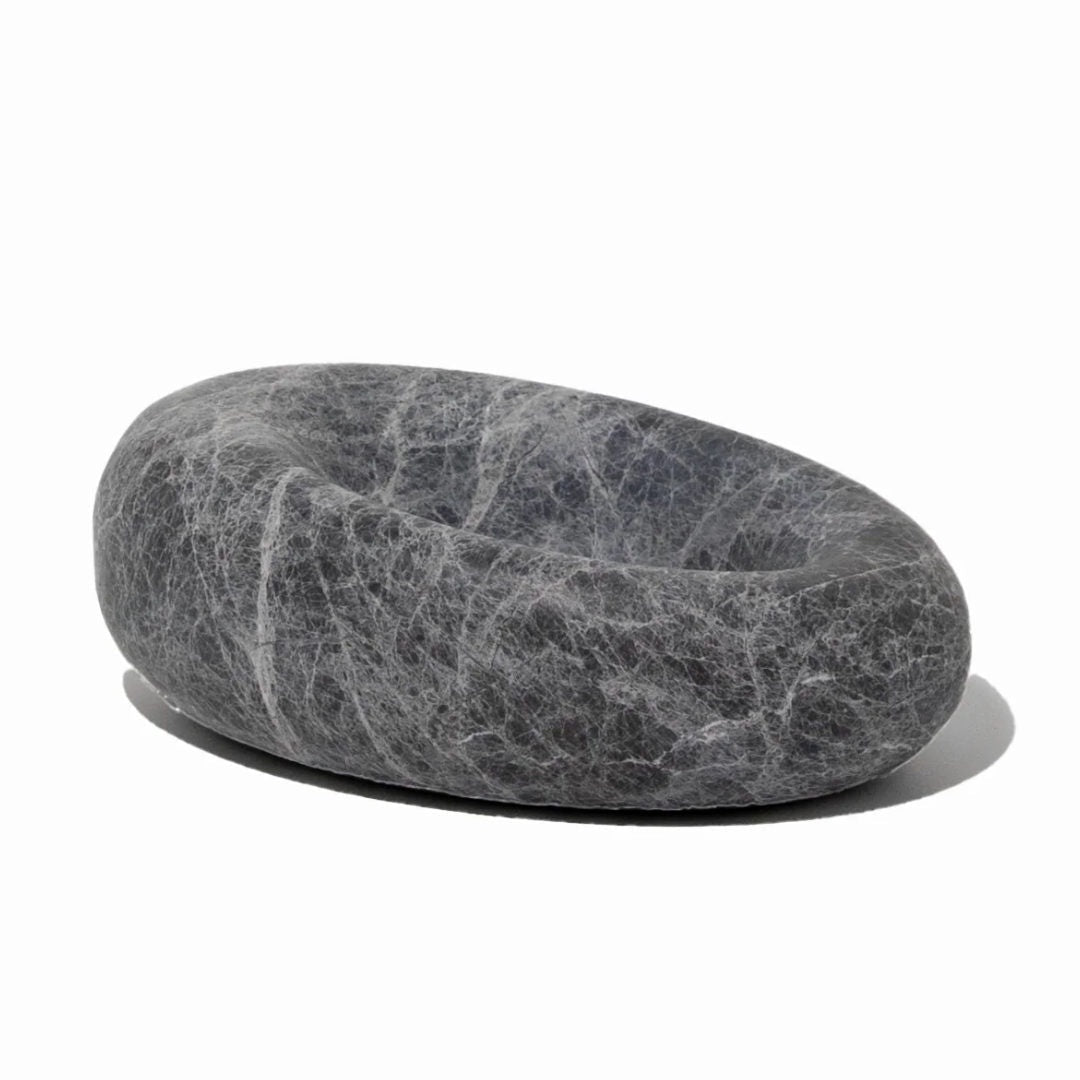 Eclipse Small Sculpted Dish & Incense Holder Tundra Grey Marble - Suzie Anderson Home