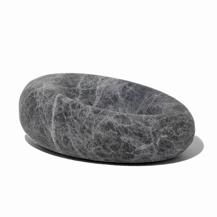 Eclipse Small Sculpted Dish &amp; Incense Holder Tundra Grey Marble - Suzie Anderson Home