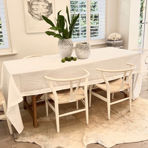 Enzyme White Linen Tablecloth | 250 x 150 cm - Suzie Anderson Home