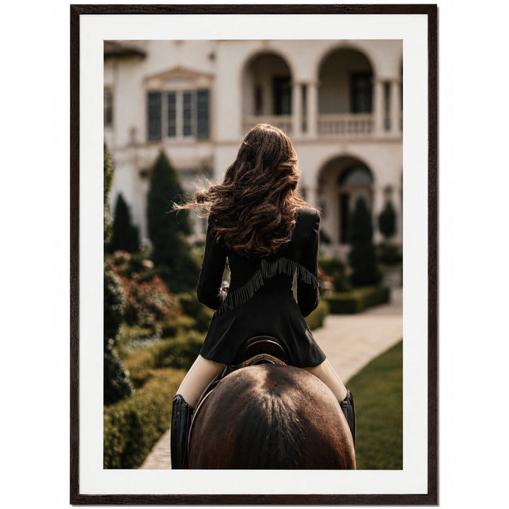 Poise Equestrian Wall Art | Paper 2030 | Espresso Box Frame with White Border | 81.2 x 114.8cm