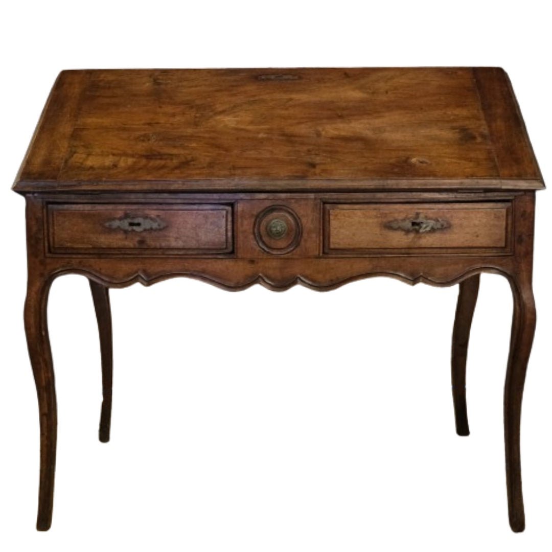 ESTATE| Antique (19th C) French Fruitwood Louis XV style Bureau Fall Front desk - Suzie Anderson Home