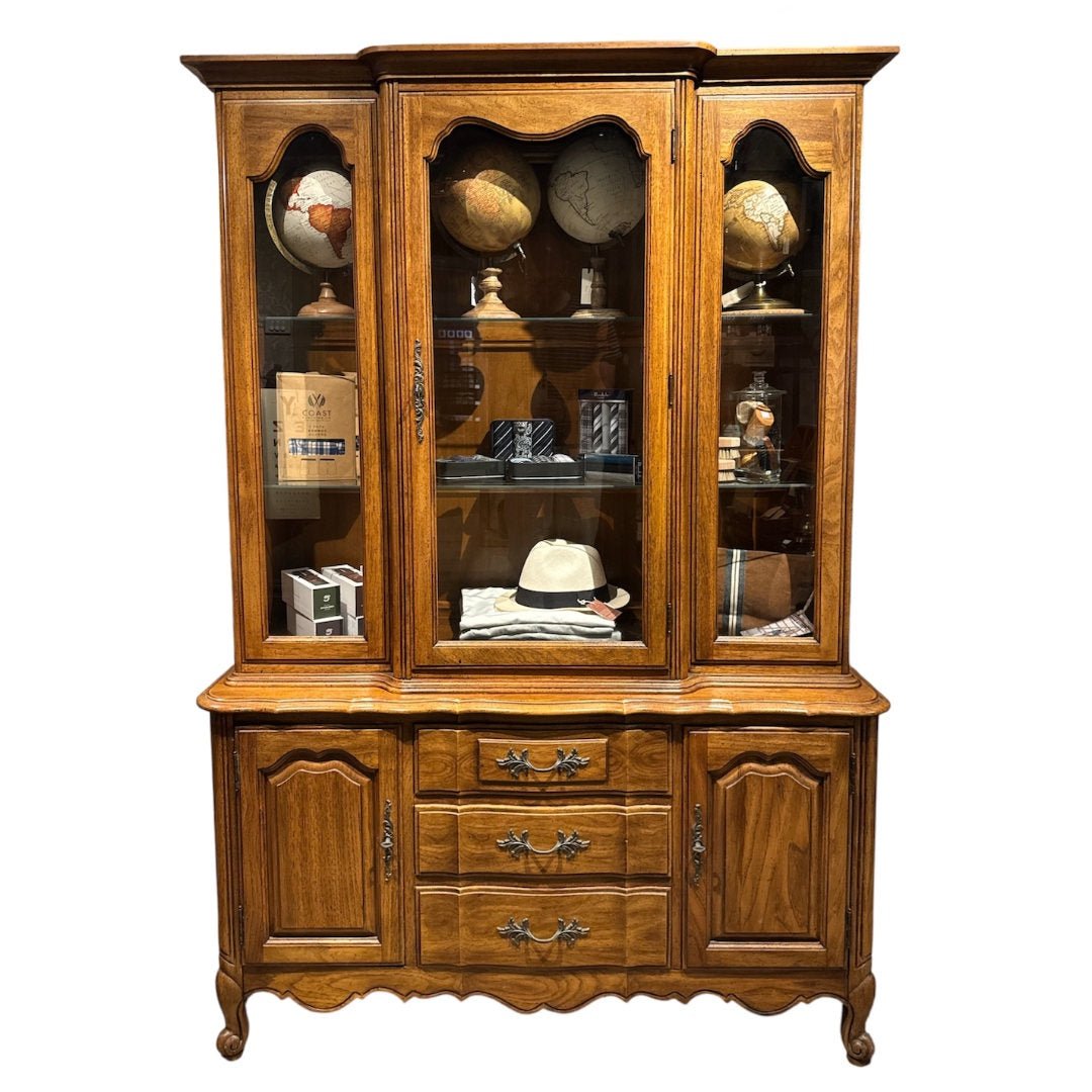 ESTATE | Thomasville American Oak Vintage Credenza and Hutch | As Is Condition - Suzie Anderson Home