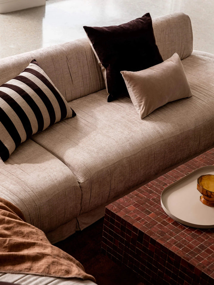 Etro Stripe Velvet & Linen Cushion & Insert | Chocolate | 65x40cm - Suzie Anderson Home