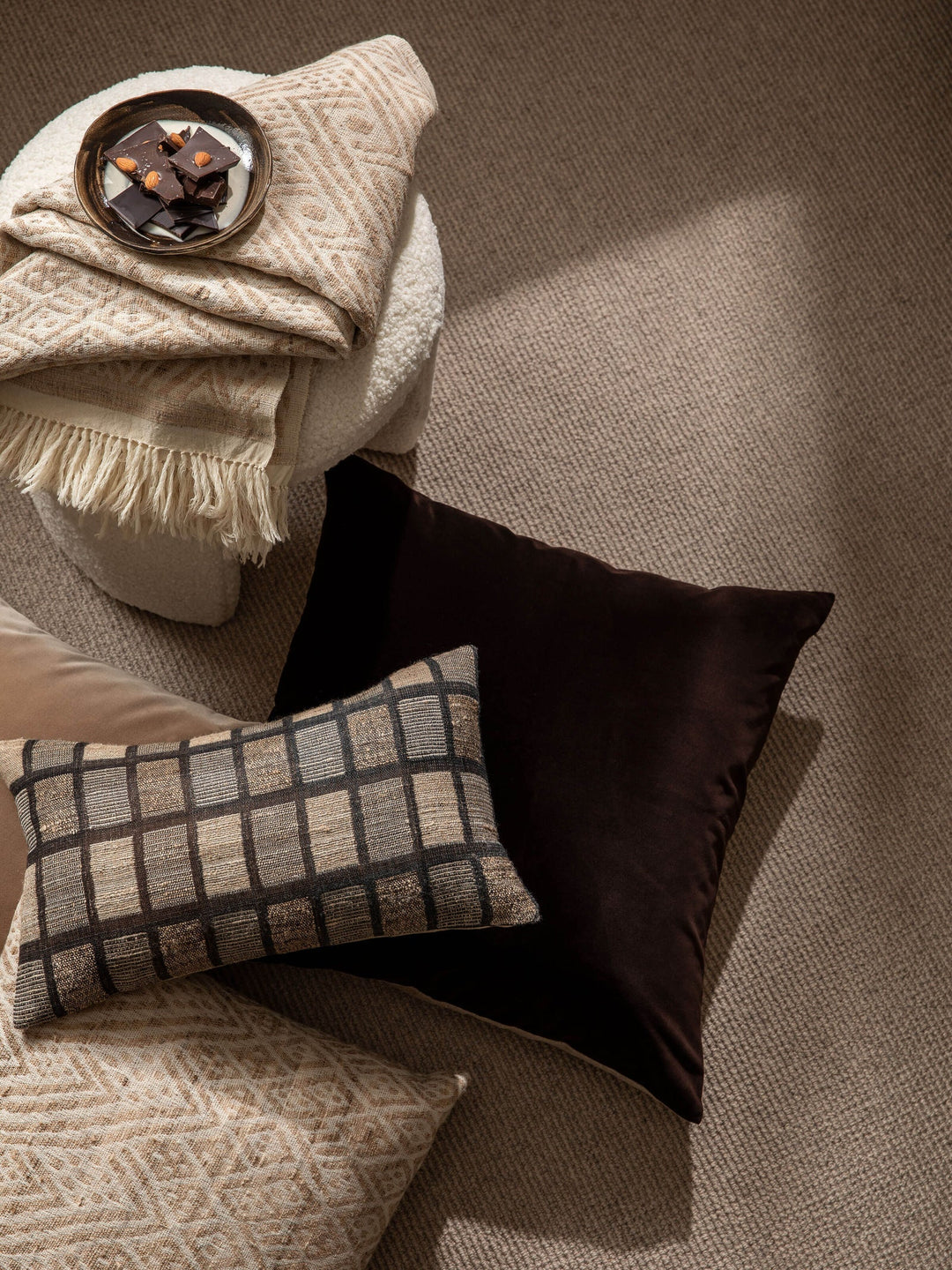 Etro Velvet &amp; Linen Cushion &amp; Insert | Chocolate | 50x50cm - Suzie Anderson Home