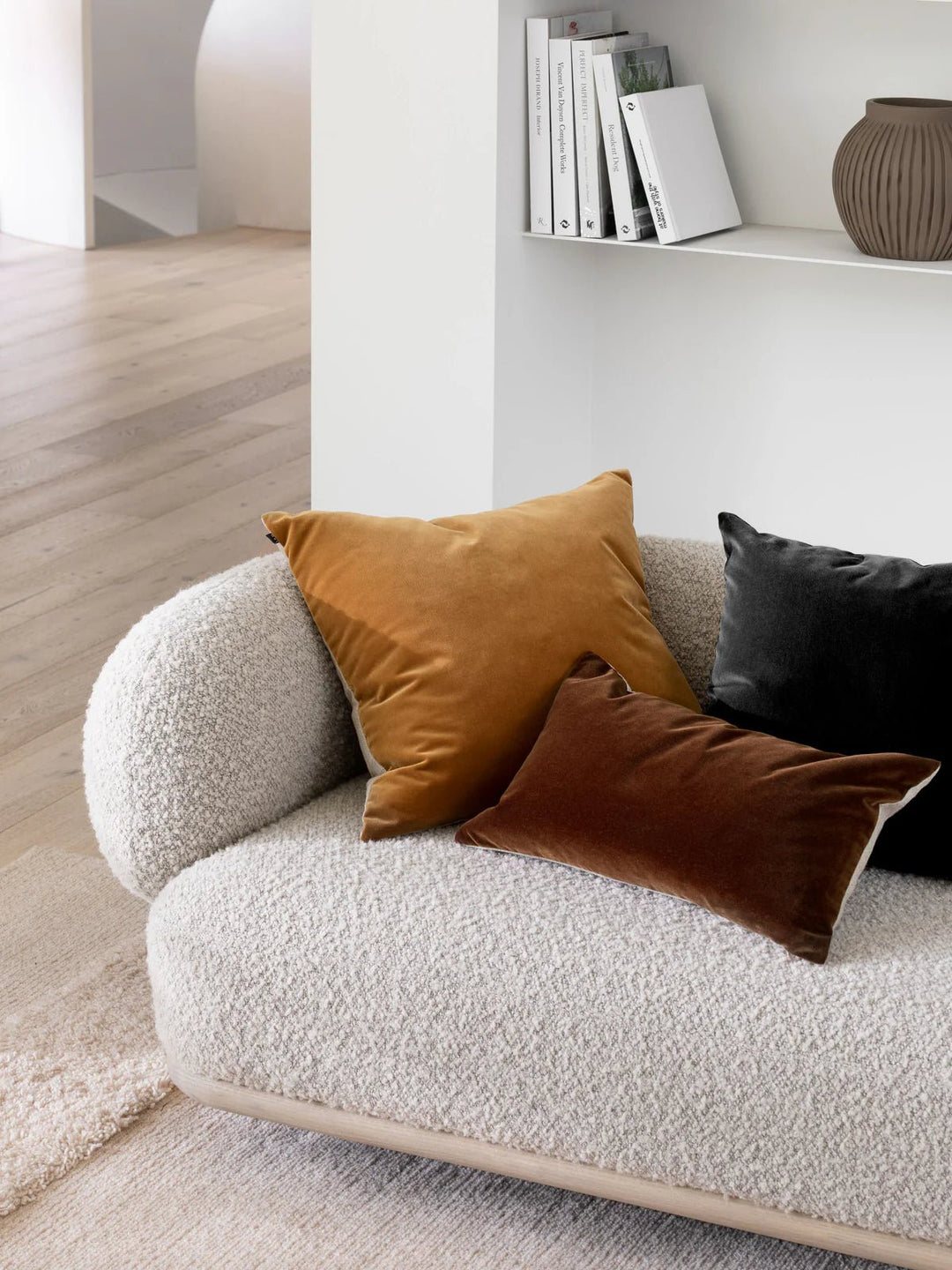 Etro Velvet &amp; Linen Cushion &amp; Insert | Toffee | 50x50cm - Suzie Anderson Home