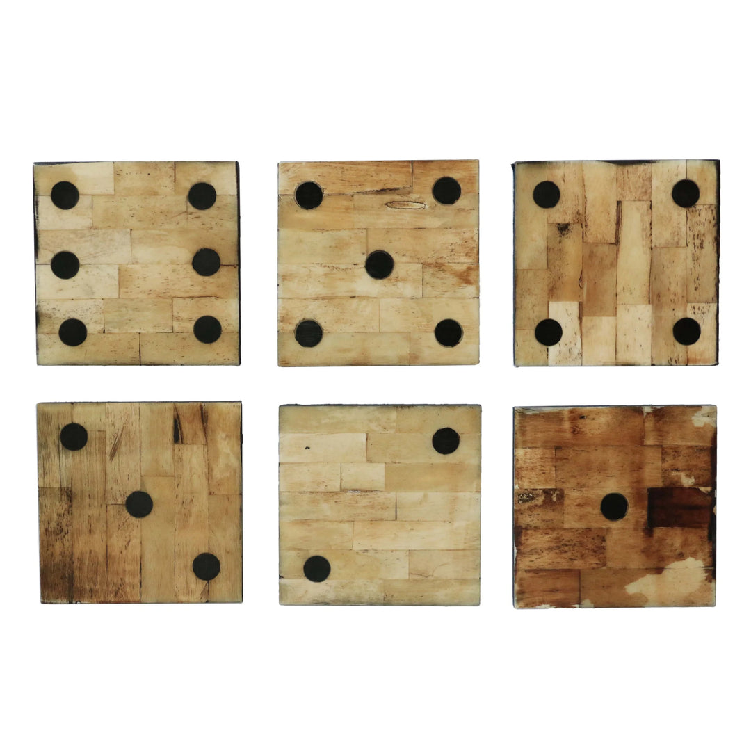 Square Domino Coaster Set of 6 | Antique Bone Finish