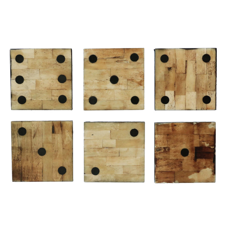 Square Domino Coaster Set of 6 | Antique Bone Finish