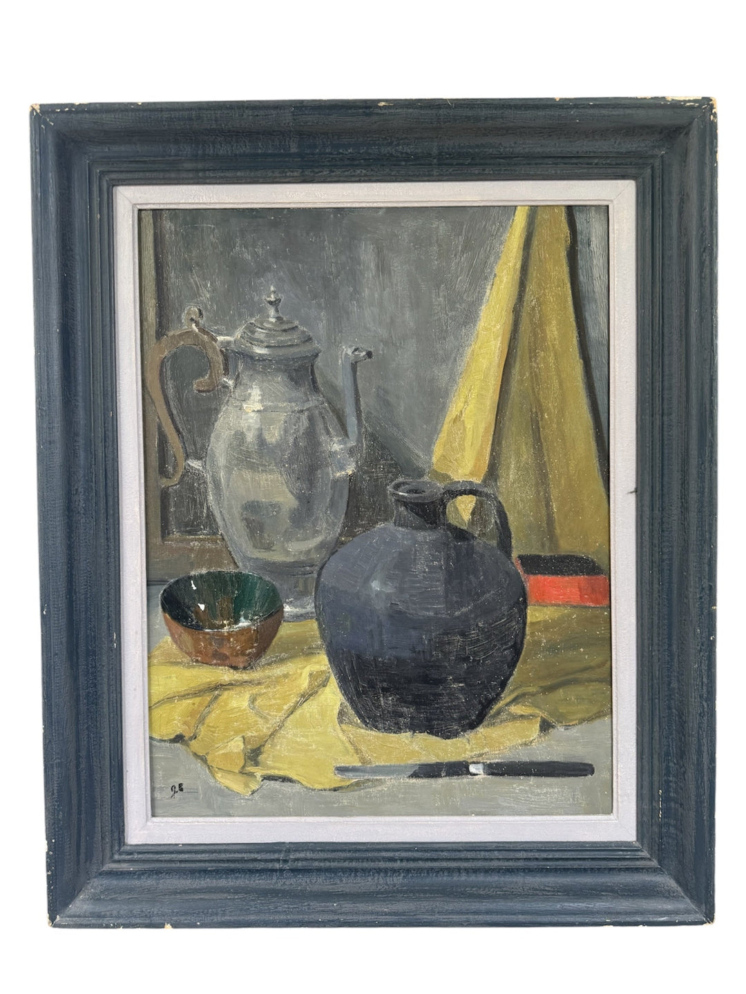 European Still life of a Coffee Pot, Urn and Bowl | Paris, France | Signed, artist unknown - Suzie Anderson Home