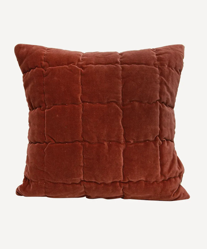 Eloise Brocade & Velvet Cushion Cover | Brick