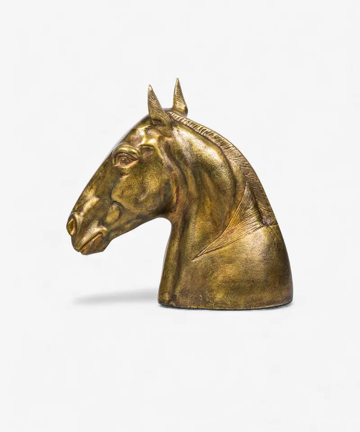 Equine Brass Aluminium Horse Head Decor | 28.5cmH