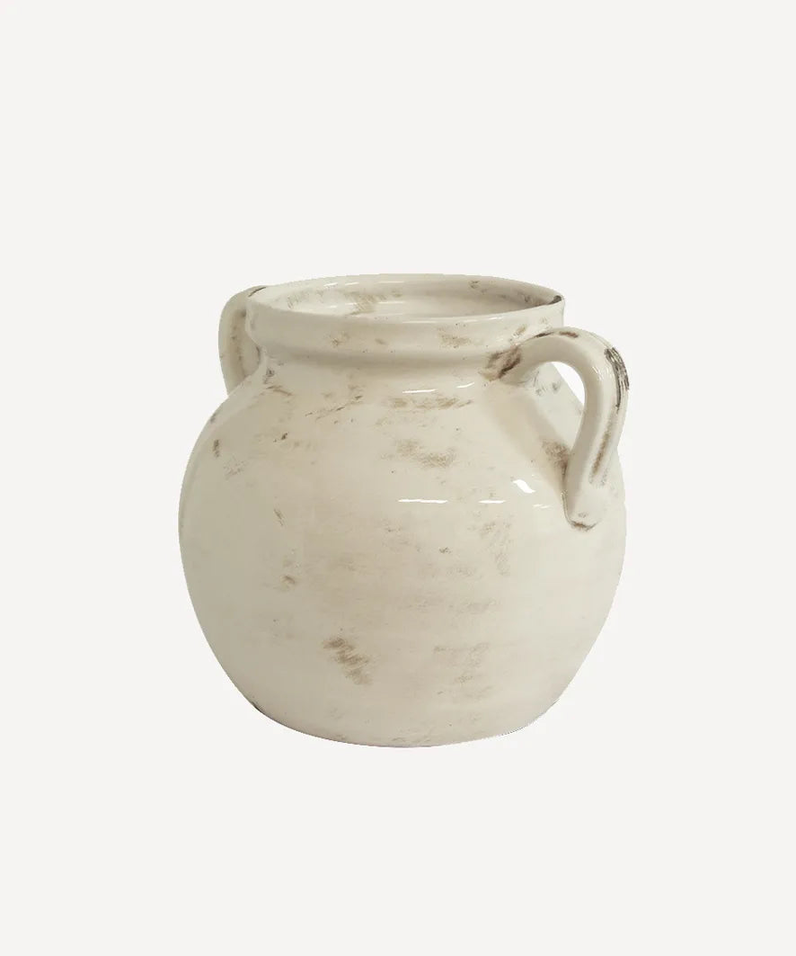 Lunar Aged White Terracotta Urn | 23.5cmH