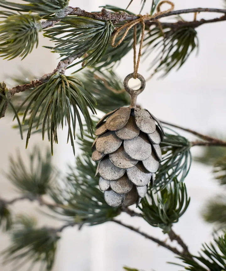 Hanging Pinecone Ornament | Short Ash Grey