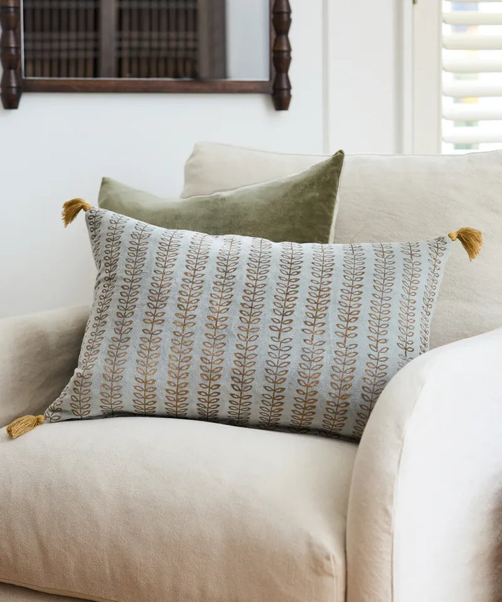 Foliage Handblock Velvet Cushion Cover | 40 x 60cm