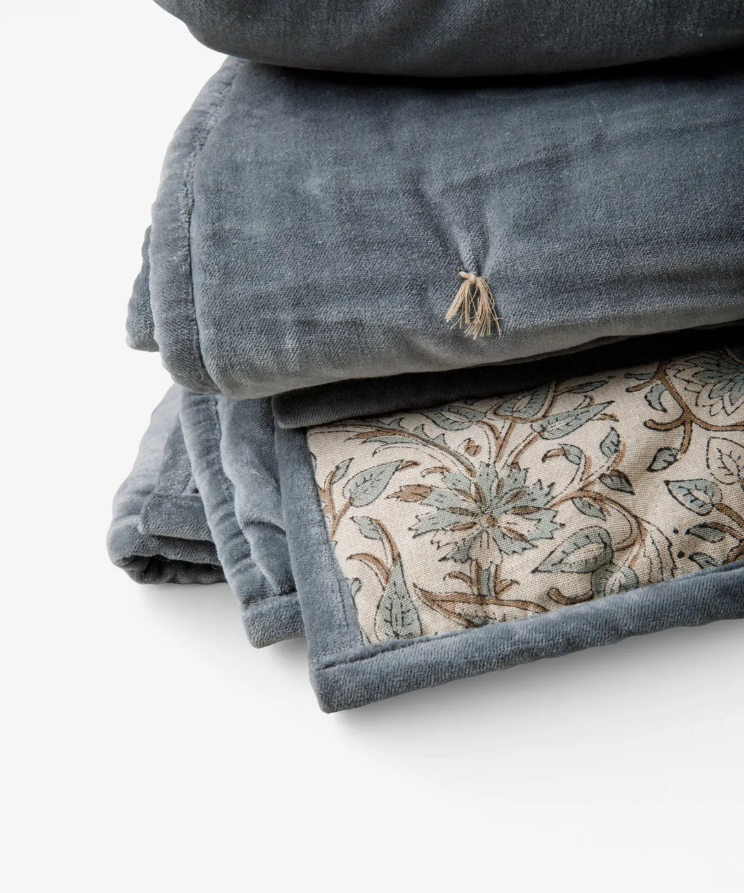 Ciara Handblock Cotton Velvet Quilted Coverlet | Small 220x245cm