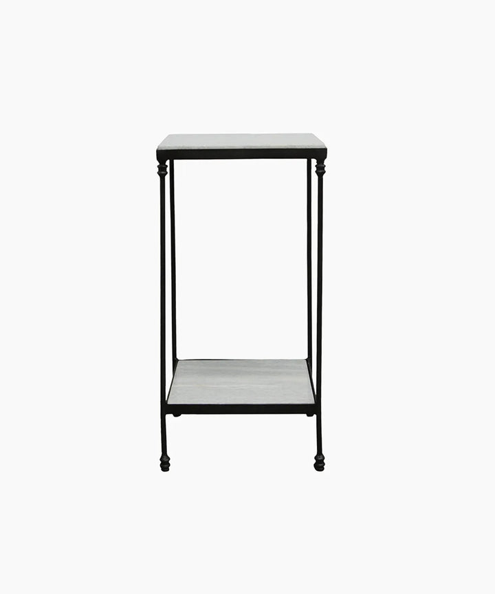 Elaine Narrow Side Table | Black/Marble | W30 x D30 x H61cm
