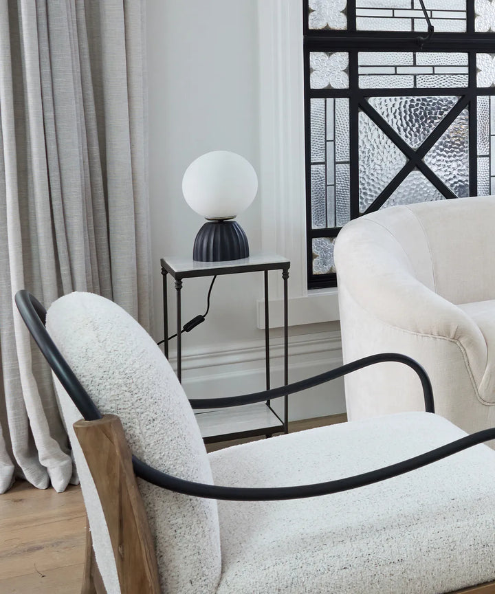 Elaine Narrow Side Table | Black/Marble | W30 x D30 x H61cm
