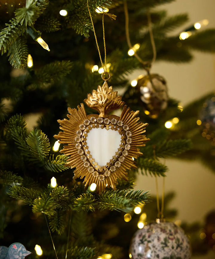 Hanging Jewelled Heart with Stone Ornament