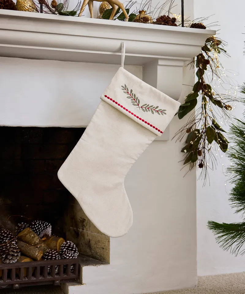 Mistletoe Branch Christmas Stocking