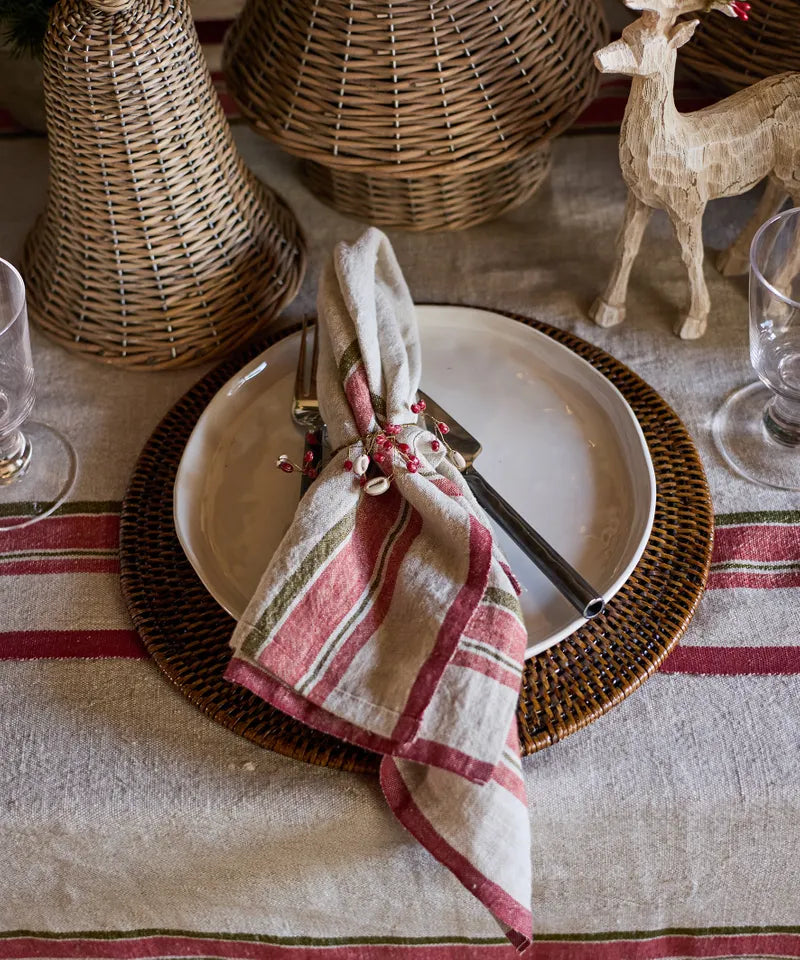 Red Selvedge Stripe Linen Table Runner | 50x180cm