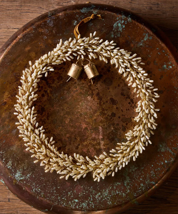 Beaded Golden Wreath with Bells | Small